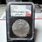 2021 SILVER EAGLE NGC MS70 FDOI  DAVID RYDER SIGNED TYPE 2 BLACK CORE
