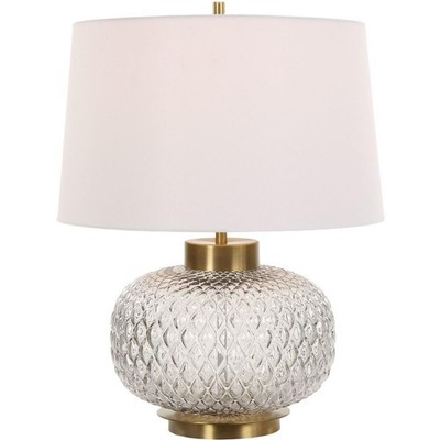 Uttermost 30285-1 Estelle Table Lamp Light Smoke-Gray Glass and Antique Brass