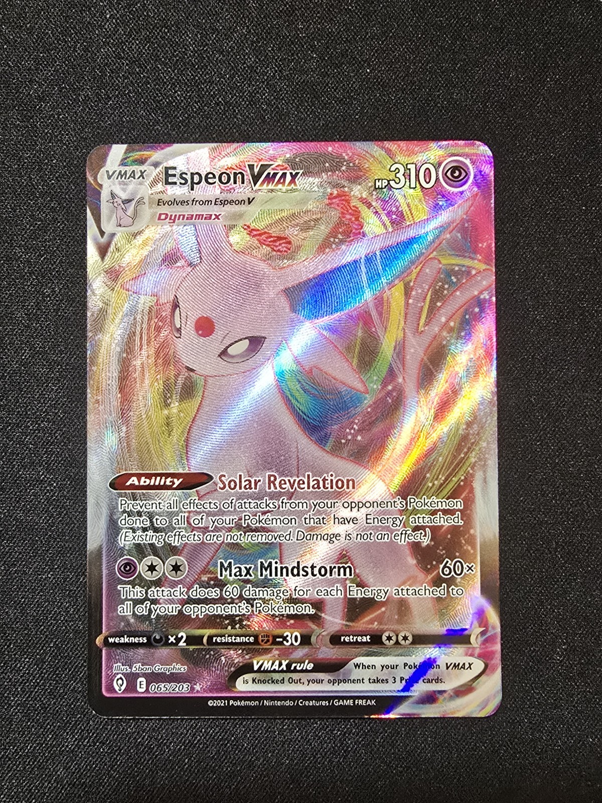 Espeon VMAX 065/203 Holo VMAX Rare Evolving Skies Pokemon Near Mint