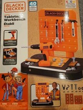 NEW BLACK  DECKER Junior Workbench TABLE TOP TOOL SET DRILL WRENCH 40pc TOY