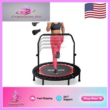 Folding Indoor Fitness Trampoline with Height-Adjustable Handle, 330lbs