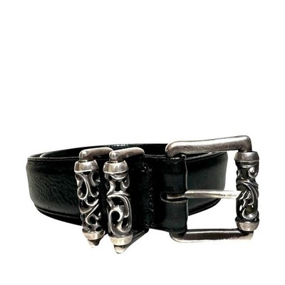Rare   Chrome Hearts BLT ROLLER 3-Piece Celtic Belt (Black/Silver) for Men