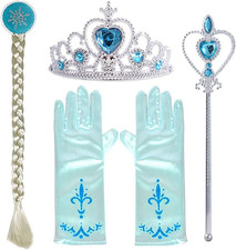 Princess Dress up Costume Accessories Jewelry Play Toy Set Crown Tiara Gloves Wi