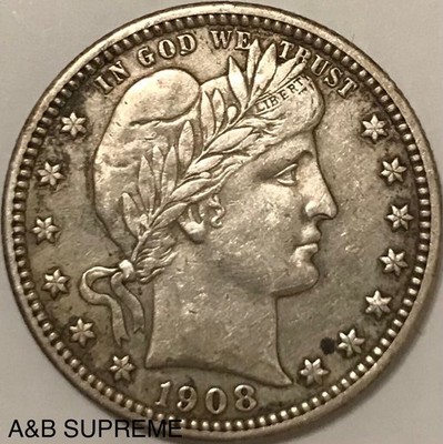 (1) Barber Quarter XF-AU Extremely Fine-About Uncirculated Estate 90% Silver