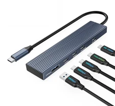 USB Type-C Splitter - 4K Video - Three USB-C 10Gbps, 100W Power Delivery