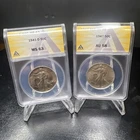 Lot Of 2: Walking Liberty Half Dollars 1941D MS63,1947 AU58 ANACS 90% Silver