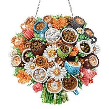 Diamond Art Painting Kits Hanging Coffee Cup Bouquet Pendant, DIY 5D Special S..