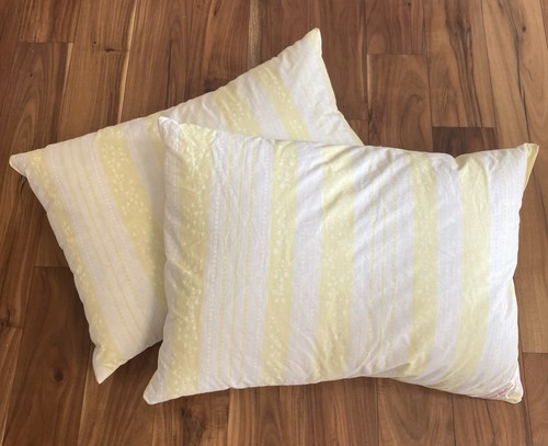 VTG Harris BluPrint Quality Ticking Feather Down Filled 24x16 Pillows Yellow MCM