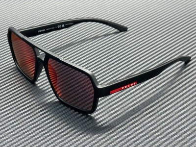 PRADA LINEA ROSSA PS A06S DG008F Black Rubber Red Mirror 59 mm