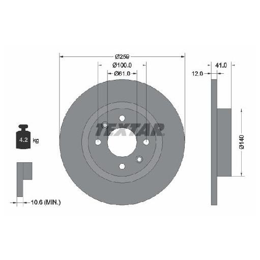 2X Bremsscheibe Vorne FüR Smart Fortwo 453 0.9 1.0 14 Bis 26 Textar B4D403 Neu-image