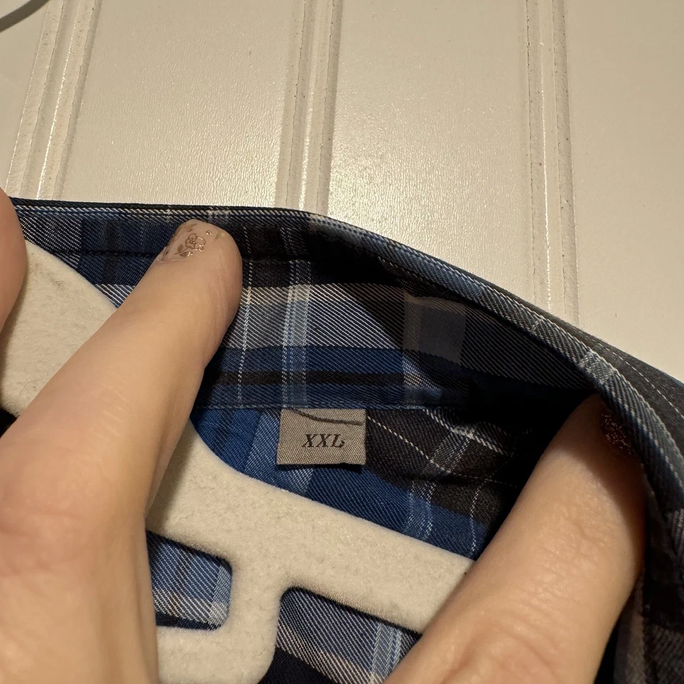 Canali Italia azul a cuadros abotonados para hombre XXL Foto 4 de 4