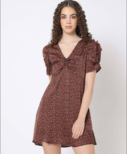 GAP Ditsy Rose Floral Satin Mini A-Line Dress Y2K 90's Babydoll Coquette Sz L