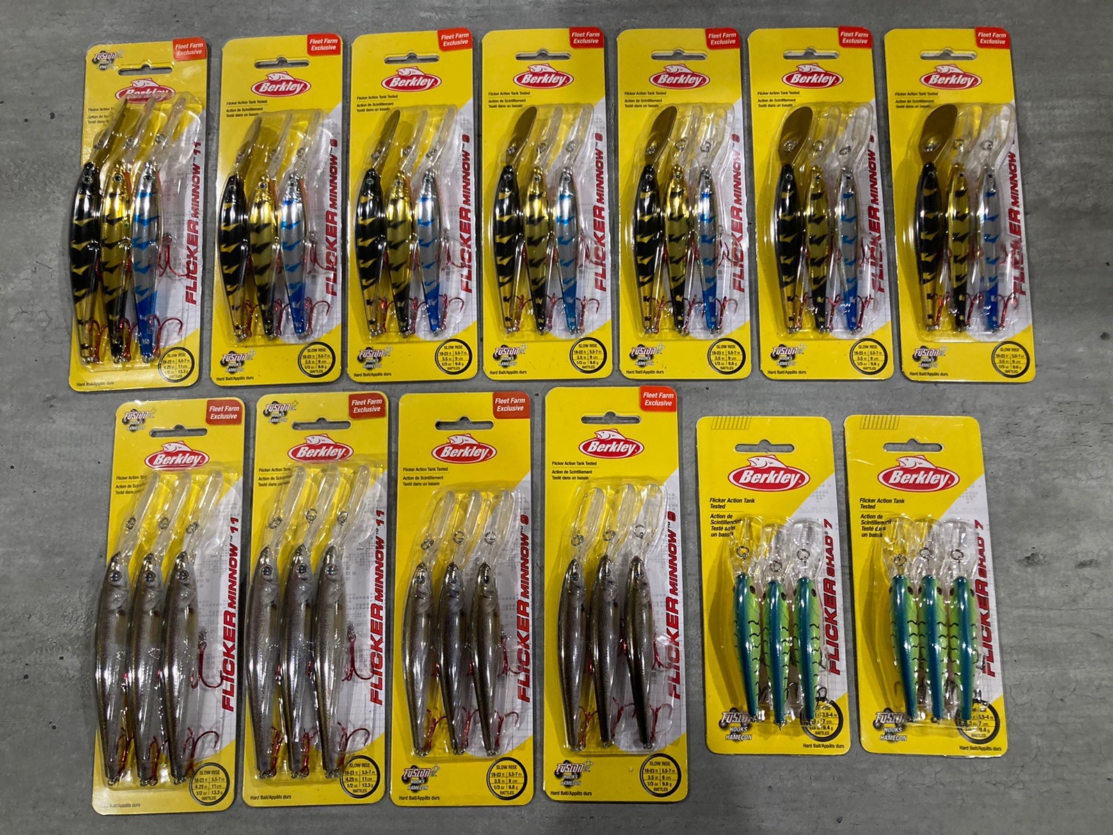 Lot of 39 New Berkley Flicker Shad & Minnow Crankbaits - Mixed Colors & Sizes -A