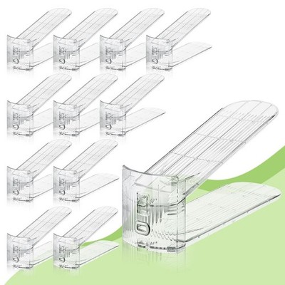 12 PCS Clear Adjustable Shoe Slot Organizer Closet Space Saver Rack Stackers