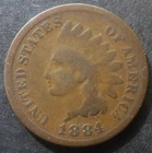 USA 1884  INDIAN HEAD  COPPER  CENT   141 YEARS OLD! FREE SHIPPING