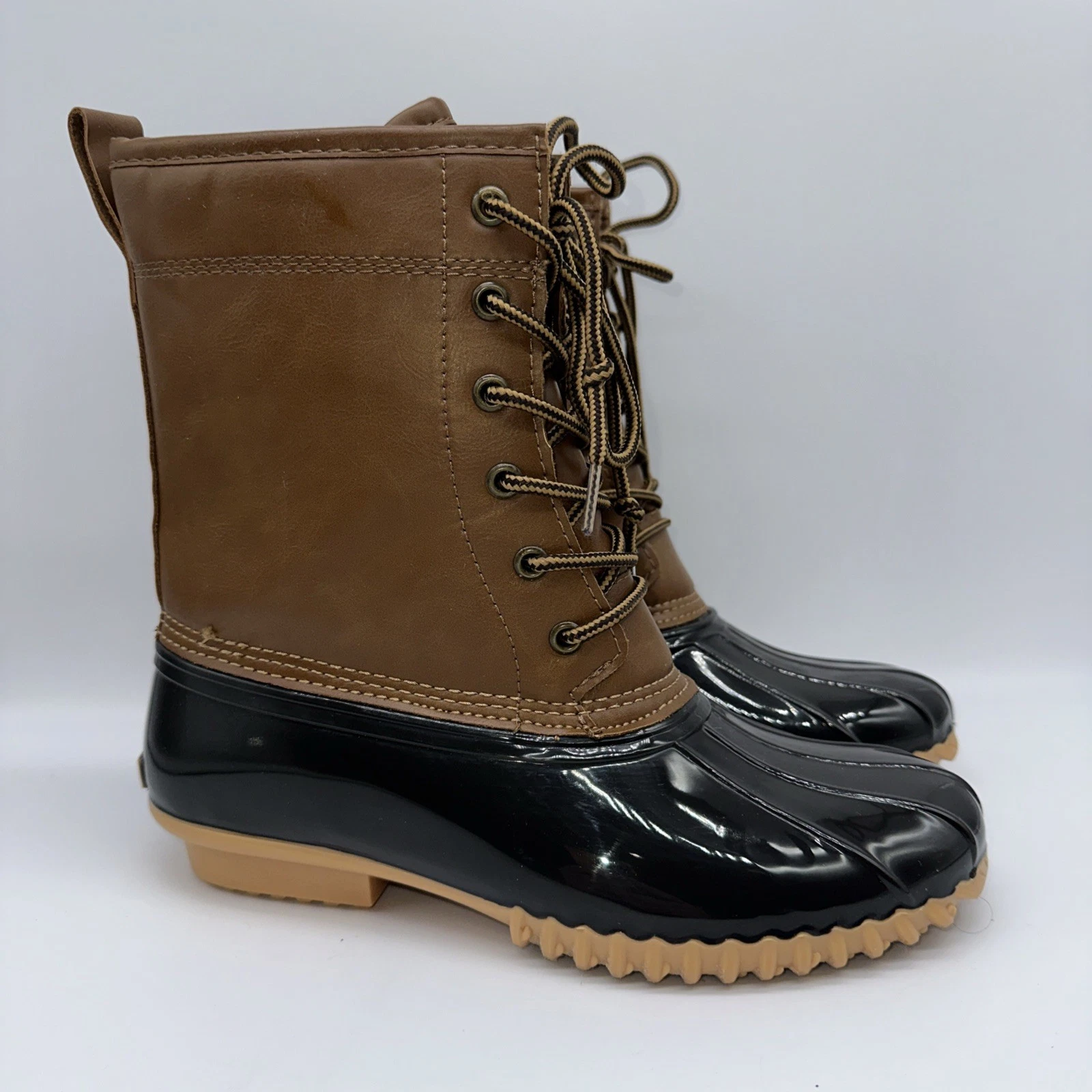 Sporto Ankle Duck Boots Women’s Elana Faux Leather Sz 8M Rain Lined 80981