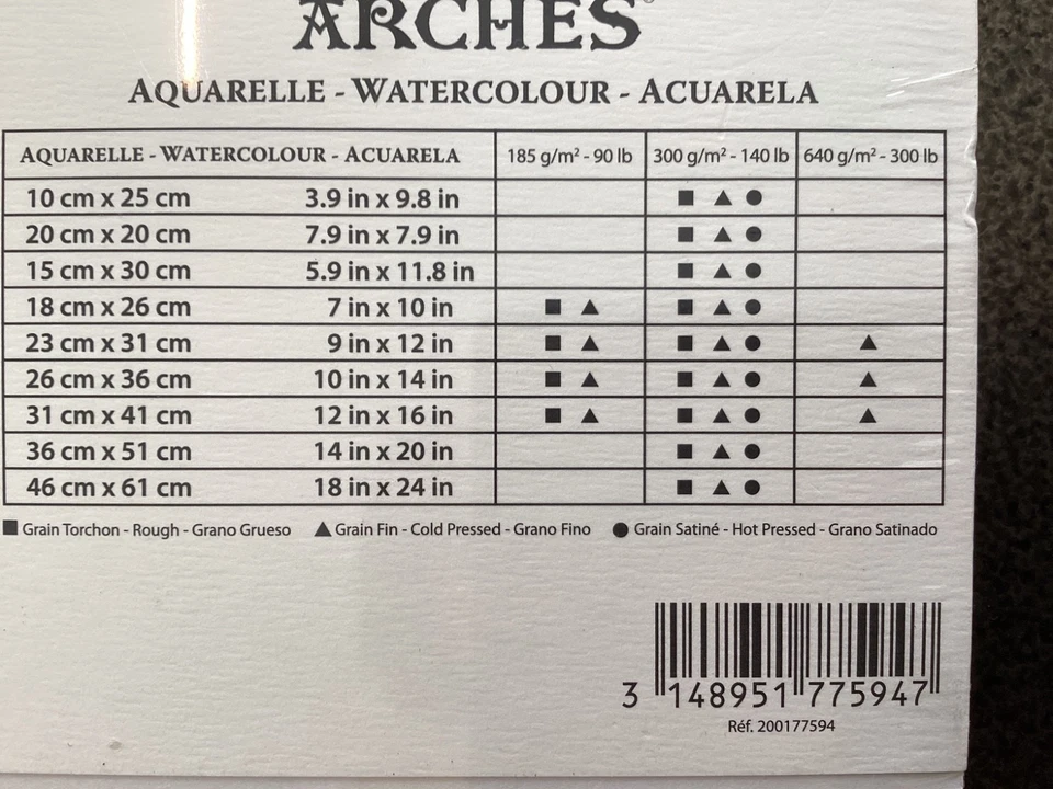 Arches  9 in x 12 in Watercolor Block - White (10 Sheets) 300 lb. Retail $84.00 - Image 3 of 4