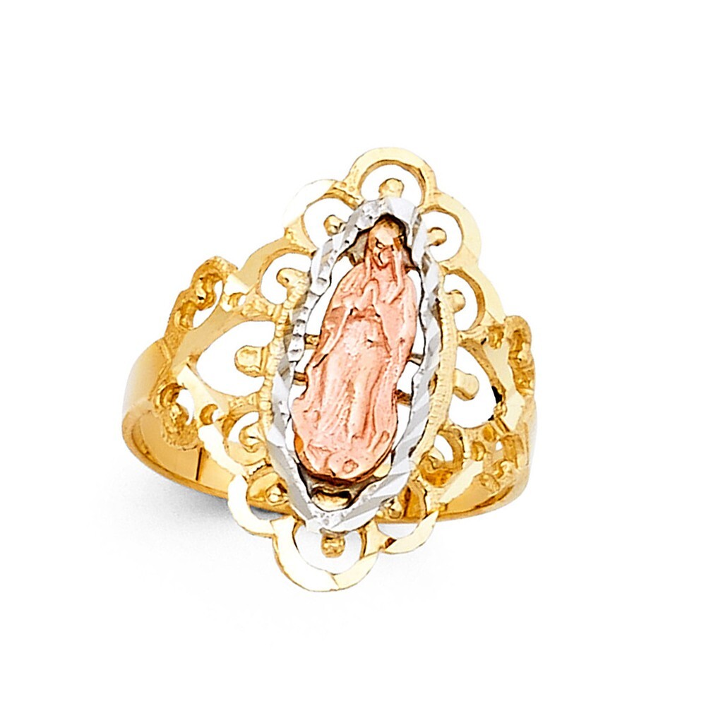 GOLD - 14K Tri Color Gold Our Lady of Guadalupe Ring | eBay