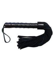 Short Black Suede Flogger - 40cm Length - Luxurious Leather Handle