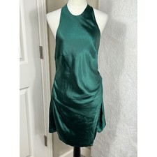 Angel Biba Halter Dress Open Back Sleeveless Mini Dress Green Sexy Clubcore Sz L