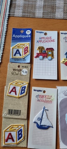 Vtg Baby Boy ABC BLOCK Train Boat Baby girl Teddy bear Applique Craft Patches - Picture 7 of 7