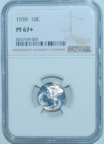 1939 NGC PR67+ Proof Strike Mercury Silver Dime - 第 1/2 張圖片