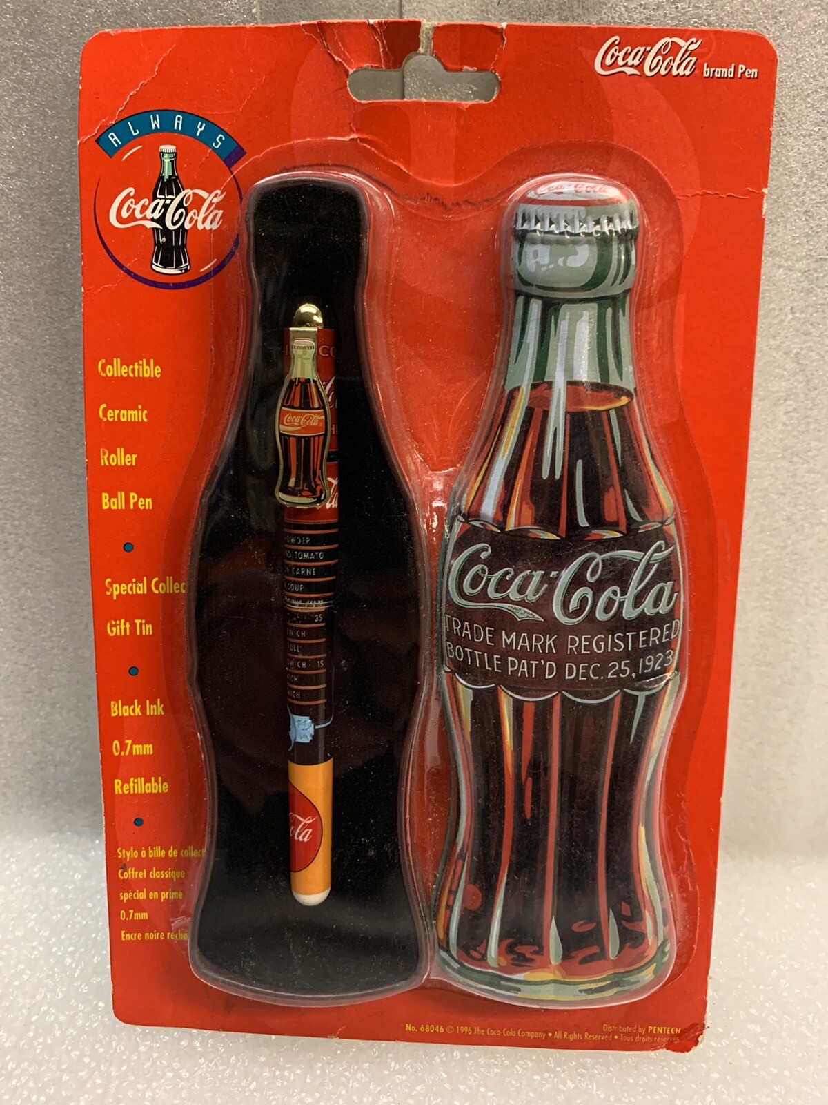 Vintage 1996 Coca-Cola Ceramic Roller Ball Pen in Collector Tin