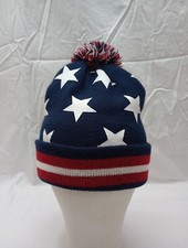 UNBRANDED American Flag Winter Hat with POM POM O/S