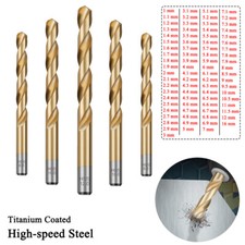 1mm to 16mm Diameter Titanium Coated HSS Steel Straight Shank Twist Wood Drill