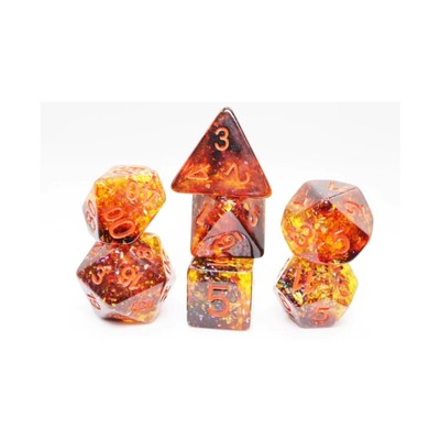 Foam Brain Dice Poly Set - Pumpkin Light w/Orange (7) New