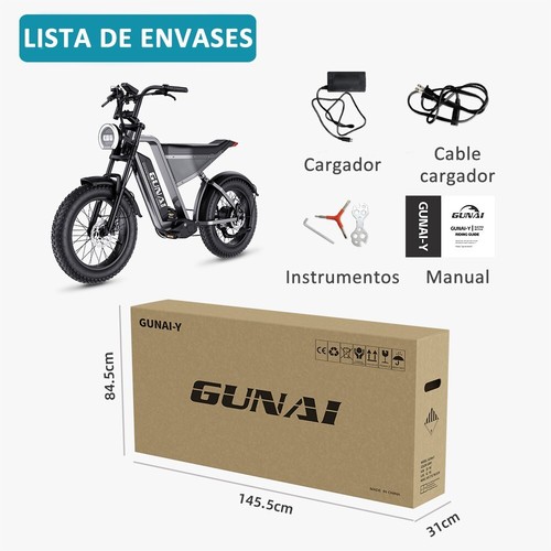 Bicicleta eléctrica GUNAI-Y de 20 pulgadas todoterreno, batería de 48 V 18 Ah - Foto 11 di 11