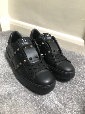 valentino black studded trainers