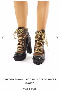 lace up chunky heel hiker boots
