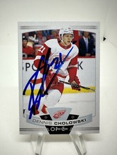 Dennis Cholowski Signed Autograph 2019-20 O-Pee-Chee Card #46 Detroit Red Wings