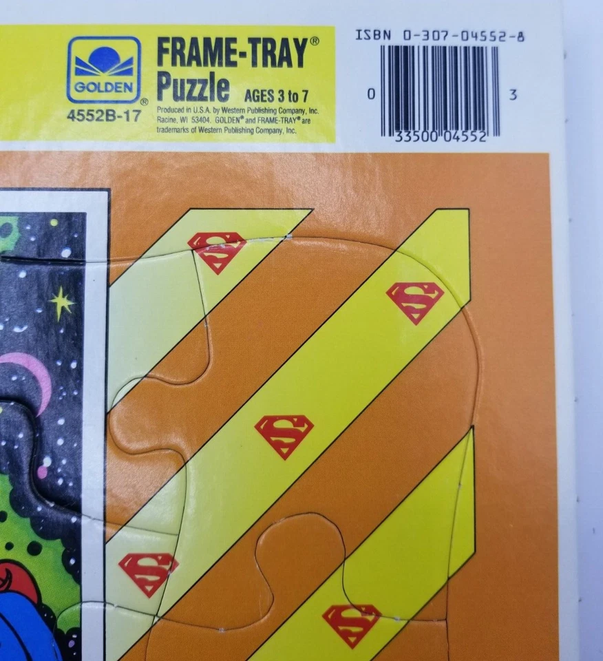 Quebra-cabeça vintage 1989 SUPERMAN Golden Frame-Tray 22 peças 14,25" L x 11,25" W - Imagem 2 de 3
