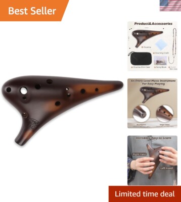 Forest Whisper 12-Hole Ocarina   Elegant Brown Strawfire Ceramic Masterpiece