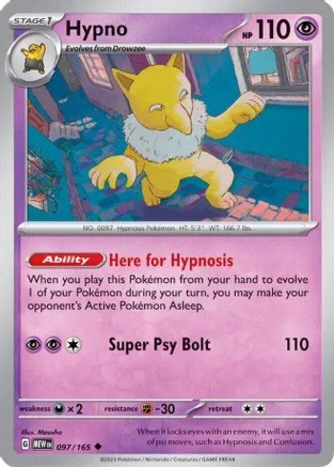 Pokemon Hypno - 097/165 - Uncommon NM-Mint Scarlet & Violet - 151