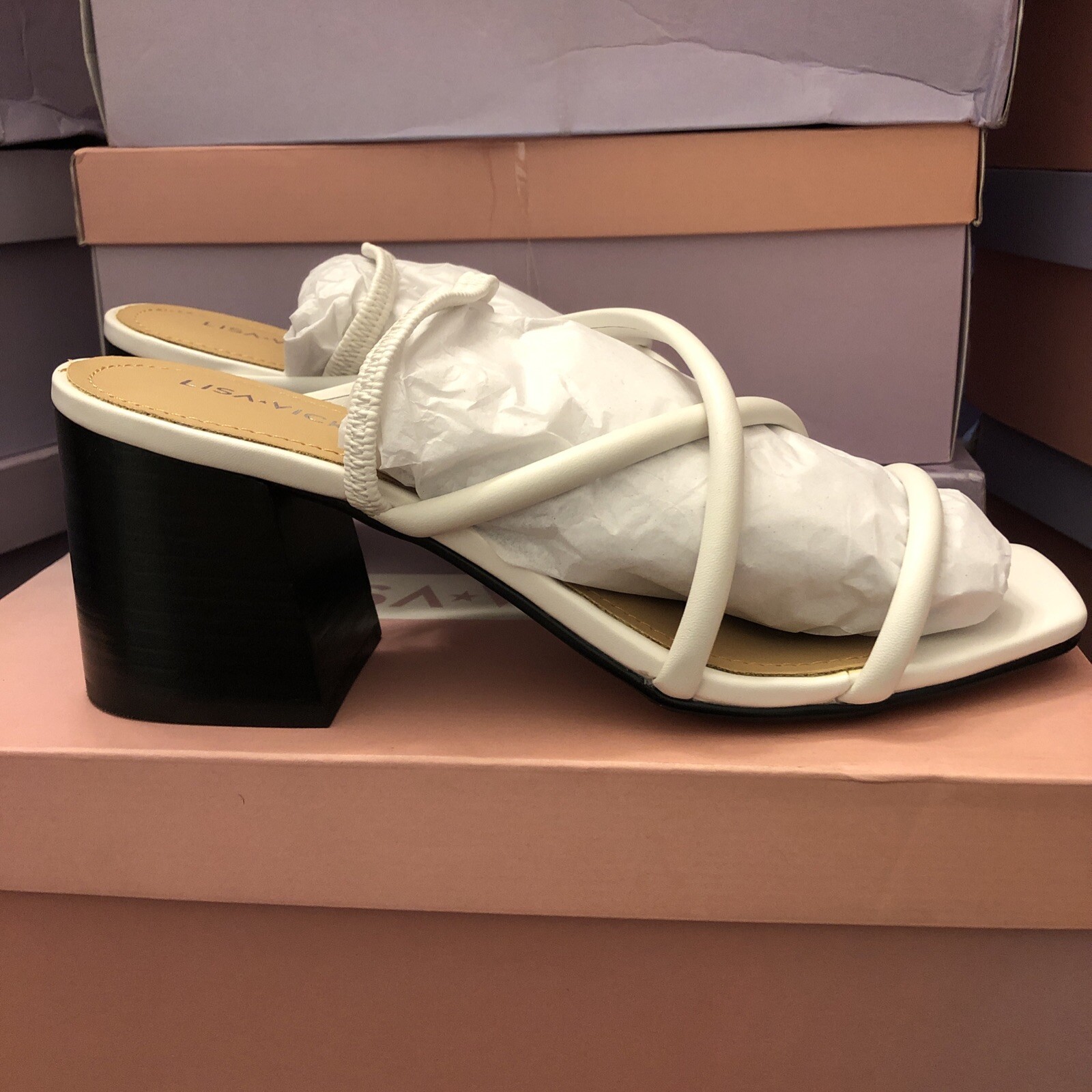 APL Lisa Vicky ILLUME V sandalo con tacco e cinturino in nappa di pecora bianca taglia 8