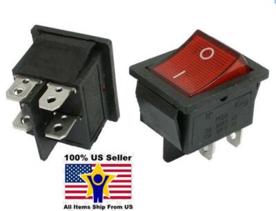 10X  4 Pin ON-OFF2 Position DPST Snap In Boat Rocker Switch With Red Light Lamp 