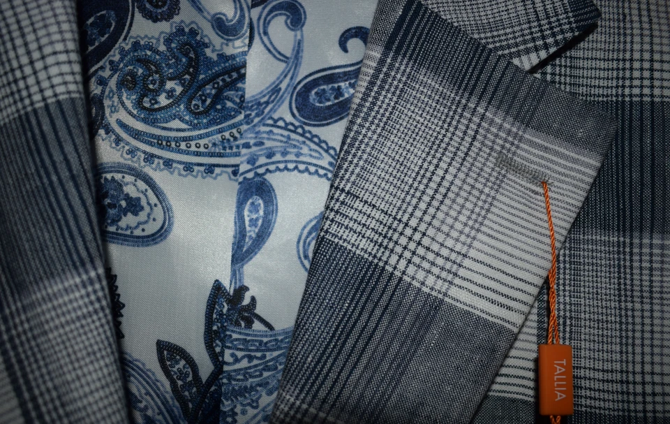 TALLIA Hombre 100% Lino Blanco/Azul Marino Cuadros Chaqueta Deportiva 40R Nueva Con Etiquetas para Verano DIVERTIDO Foto 2 de 4