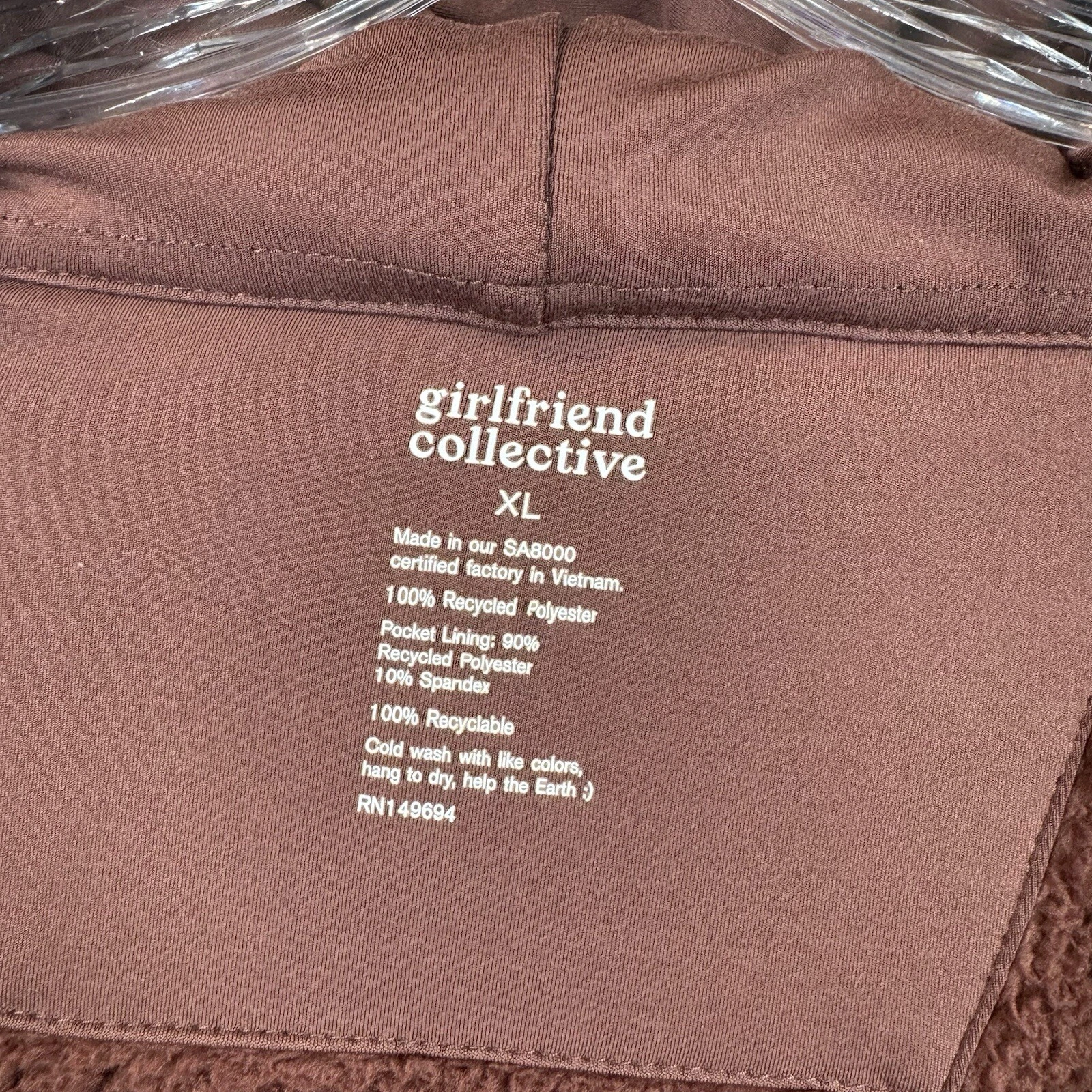 girlfriend-collective recycled half-zip fleece sherpa hoodie jacket