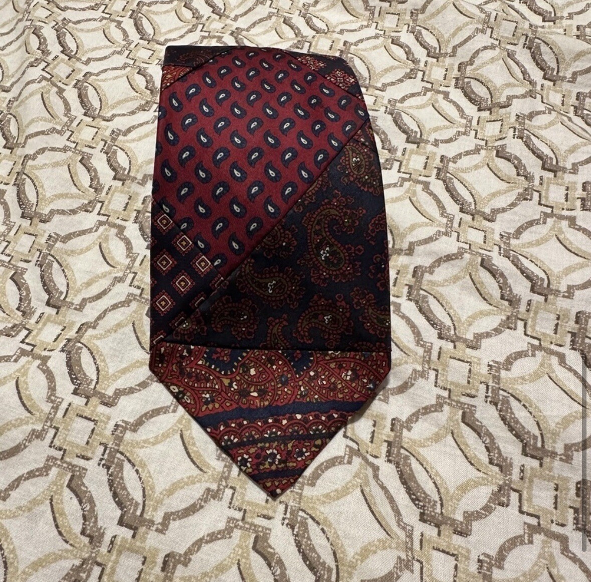 Robert Talbott Tie Patchwork Unique Red Hand Sewn… - image 7