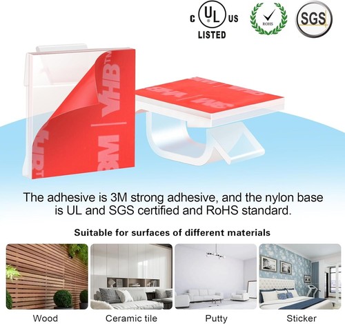 Durable 5/8" Clear Adhesive Cable Clips - 60 Pcs for Easy and Neat Installation - Picture 5 of 9