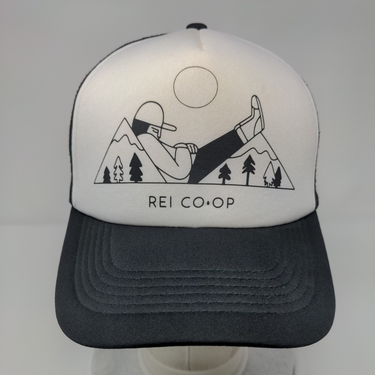 REI Co-op Mountain Climber Snapback Trucker Hat Black OSFA Mesh Back