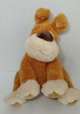 Nursery Rhyme brown tan cream plush puppy dog baby toy Belk big nose sitting