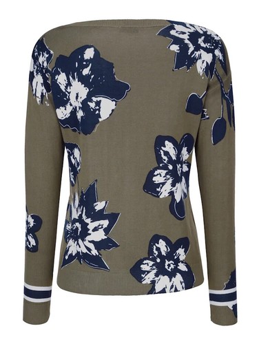 Maglione ALBA MODA fantasia floreale kaki taglia 36 - Foto 2 di 3