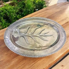 WM Rogers Silverplate Footed Meat Serving Tray Platter #4110