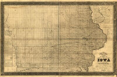 14'' x 24'' Map 1850 Sectional of the state of Iowa, compiled from the United Stat