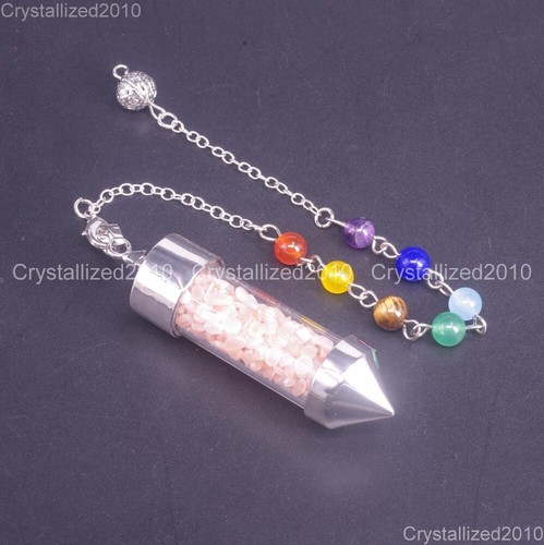 Natural Gemstones Wishing Pendulum Pointed Reiki Chakra Chip Beads Pendant - Picture 22 of 26