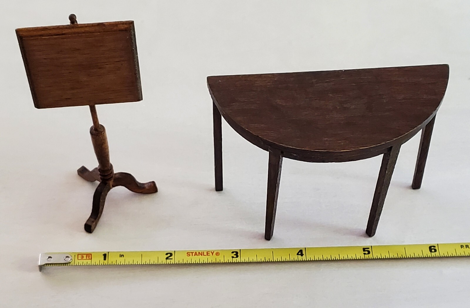 Lot Of 2 Vintage Artisan Dollhouse Furniture Hall table & Plant Stand